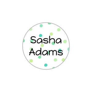 circle laundry-safe clothing labels for kids in pom pom green