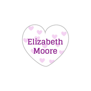 sweetheart white/purple clothing labels