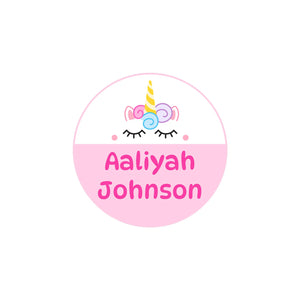 circle clothing labels for kids unicorn light pink
