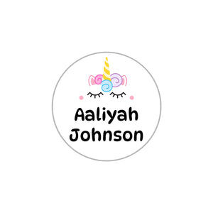 circle clothing labels for kids unicorn white