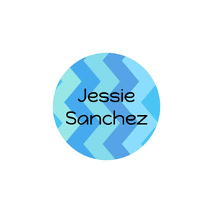 circle laundry-safe name labels for kids in zig zag blue