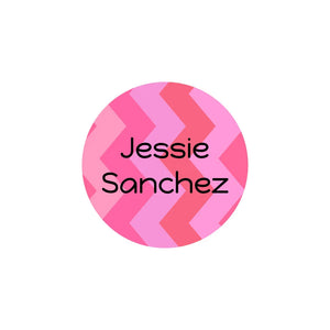 circle laundry-safe name labels for kids in zig zag pink 