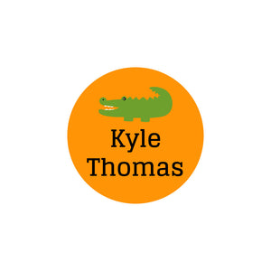circle iron-on clothing labels alligator orange