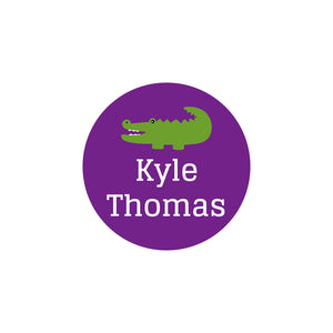 circle iron-on clothing labels alligator purple