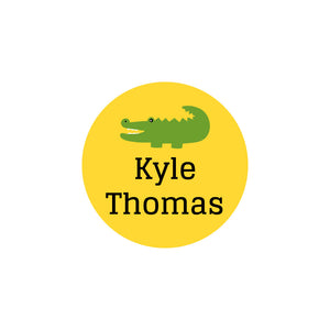 circle iron-on clothing labels alligator yellow