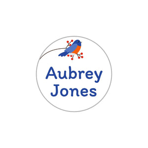 rectangle iron-on name stickers in bluebird