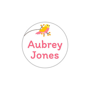 rectangle iron-on name stickers in canary