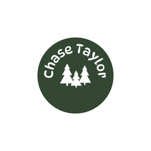 circle iron-on clothing labels campsite dino roar