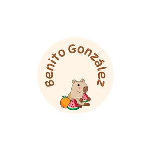 circle iron-on clothing labels capybara cream