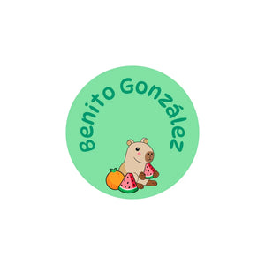 circle iron-on clothing labels capybara green