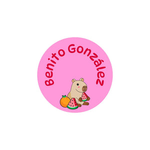 circle iron-on clothing labels capybara pink