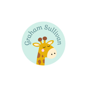 circle iron-on clothing labels giraffe green