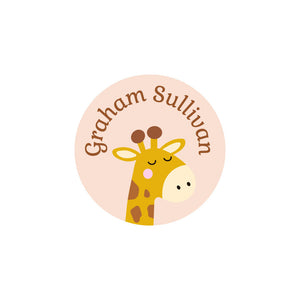 circle iron-on clothing labels giraffe tan