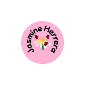 circle iron-on clothing labels ladybug pink