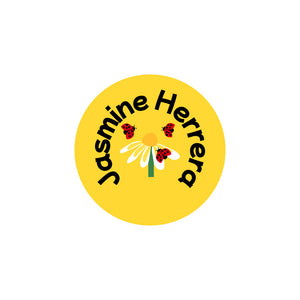 circle iron-on clothing labels ladybug yellow