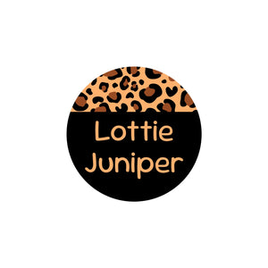 circle iron-on clothing labels leopard print classic