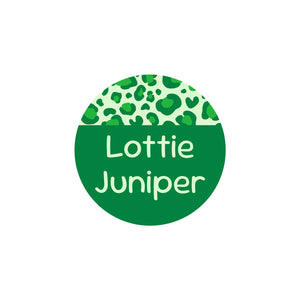circle iron-on clothing labels leopard print green