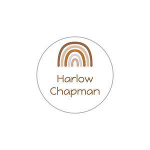 circle iron-on clothing labels neutral rainbow desert sand