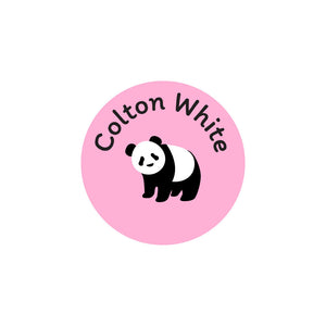 circle iron-on clothing labels panda pink