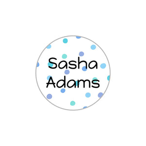 kids' circle iron-on labels in pom pom blue