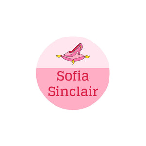 circle iron-on clothing labels princess pink