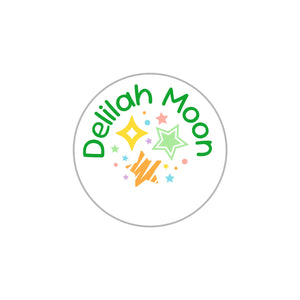 circle iron-on clothing labels stars green rainbow