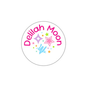 circle iron-on clothing labels stars pink rainbow