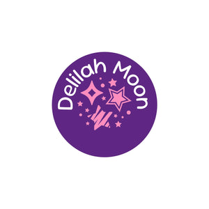 circle iron-on clothing labels stars purple pink