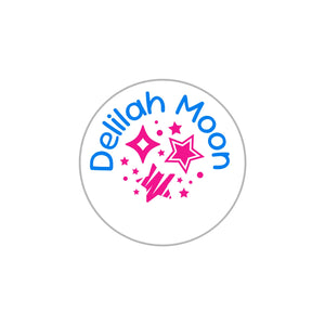 circle iron-on clothing labels stars pink blue