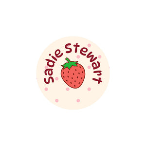 circle strawberry iron-on clothing labels