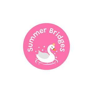 circle iron-on clothing labels swan pink
