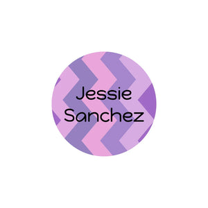 circle iron-on clothing labels for kids in zig zag purple