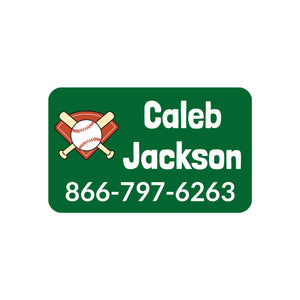 contact clothing labels for kids baseball green