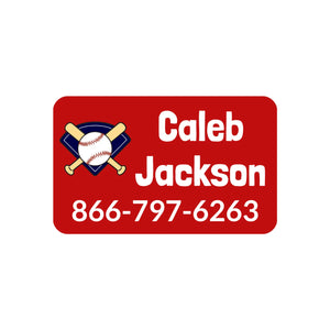 contact clothing labels for kids baseball red