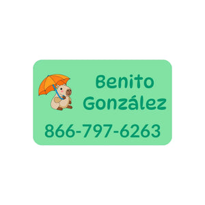 contact clothing labels for kids capybara green