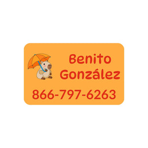 contact clothing labels for kids capybara orange