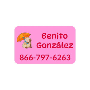 contact clothing labels for kids capybara pink