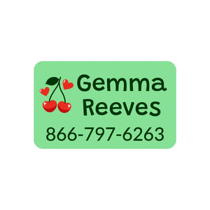 contact clothing labels cherries solid green