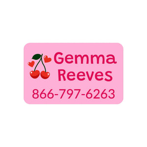 contact clothing labels cherries solid pink