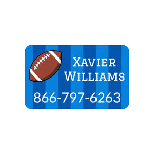 contact clothing name stickers for kids in football blue