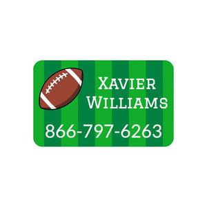 contact clothing name stickers for kids in football green