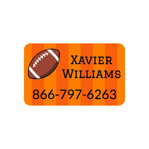 contact clothing name stickers for kids in football orange