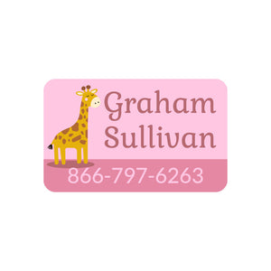 contact clothing labels giraffe pink