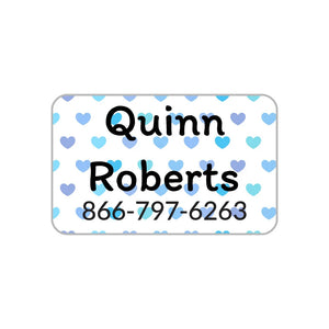 contact clothing labels for kids in hearts blue