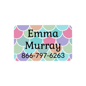 rectangle iron-on clothing labels mermaid pattern rainbow