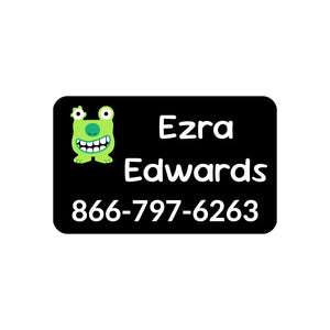 contact clothing labels for kids monsters black