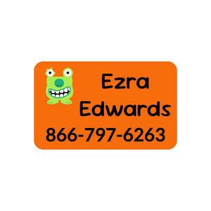 contact clothing labels for kids monsters orange