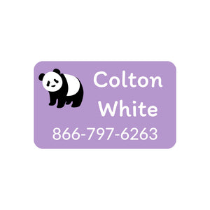 contact clothing labels panda purple