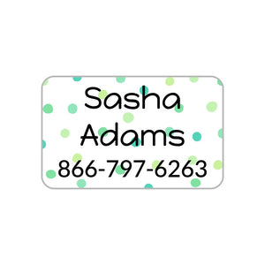 name and contact clothing labels for kids in pom pom green