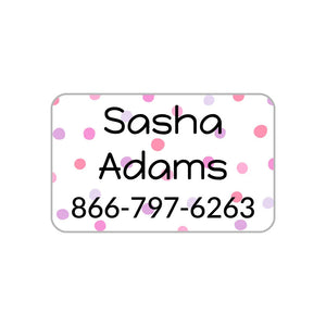 name and contact clothing labels for kids in pom pom pink